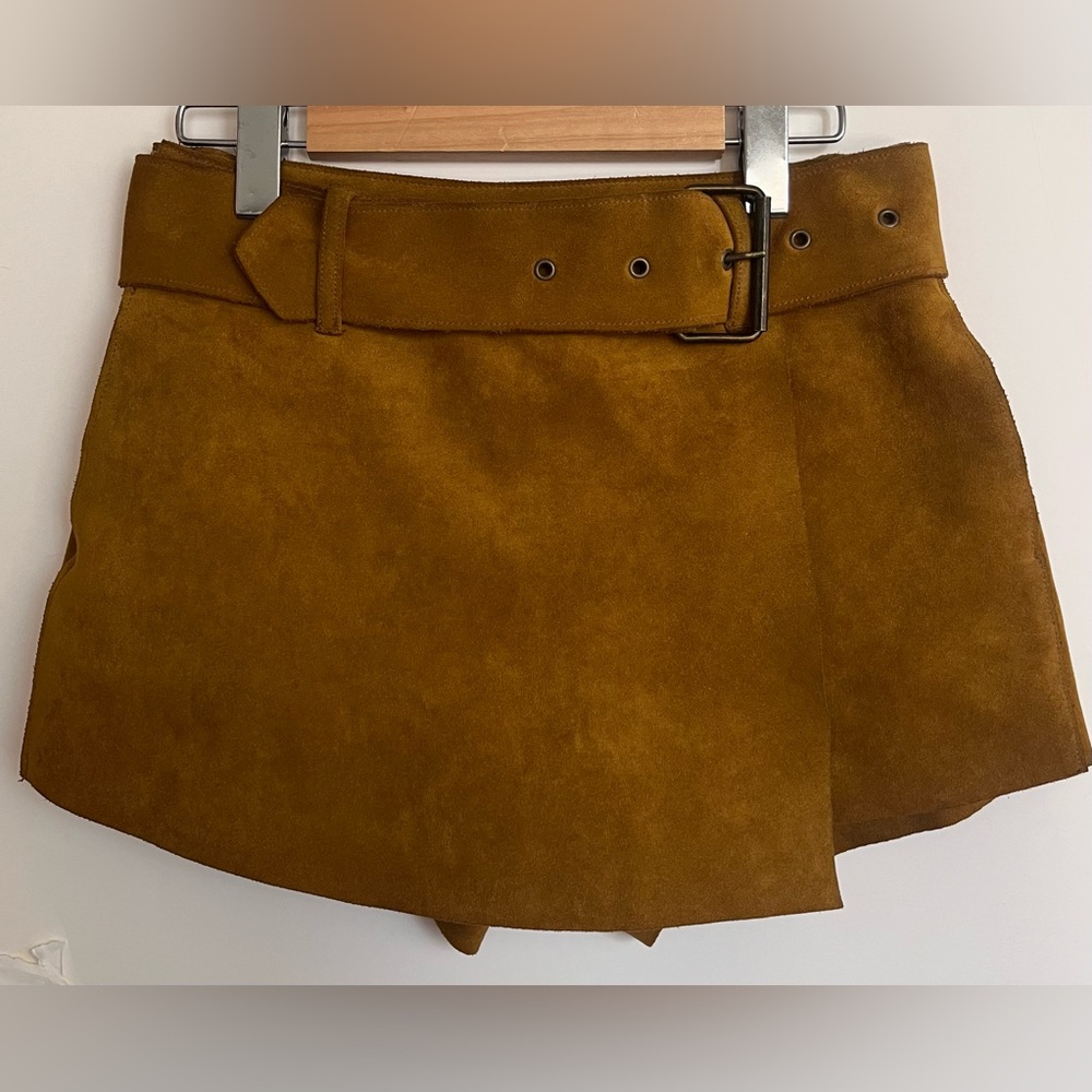 Vintage Pony Collection Mustard Suede Belted Skort S